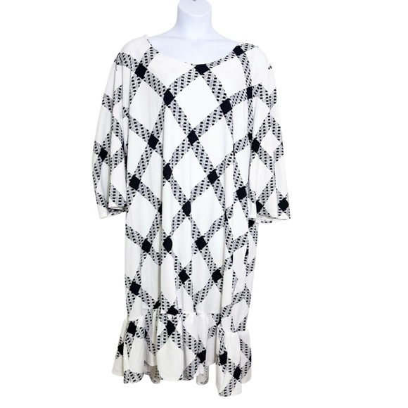 Ashley Stewart Black & White Gingham Ruffle Hem Midi Dress NWT Size 34/36 - Picture 2 of 9